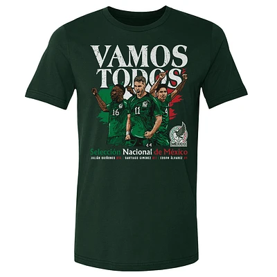 Men's 500 Level Forest Green Mexico National Team Vamos Todos Julián Quiñones, Santiago Giménez & Edson Álvarez T-Shirt