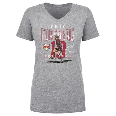 Women's 500 Level Emil Forsberg Heather Gray New York Red Bulls Feature V-Neck T-Shirt