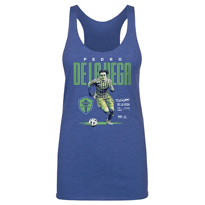 Women's 500 Level Pedro de la Vega Royal Seattle Sounders FC Bitmap Tri-Blend Tank Top