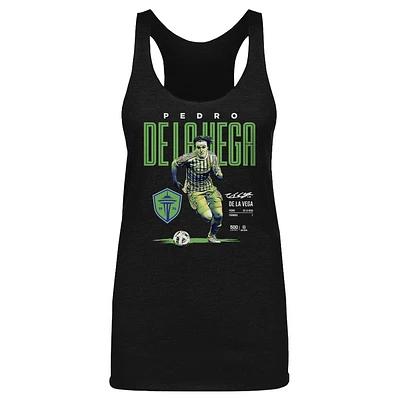 Women's 500 Level Pedro de la Vega Black Seattle Sounders FC Bitmap Tri-Blend Tank Top