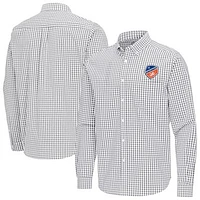 Men's Antigua Gray FC Cincinnati Ellis Tri-Blend Long Sleeve Button-Down Shirt
