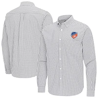Men's Antigua Gray FC Cincinnati Ellis Tri-Blend Long Sleeve Button-Down Shirt