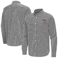 Men's Antigua Black FC Dallas Ellis Tri-Blend Long Sleeve Button-Down Shirt