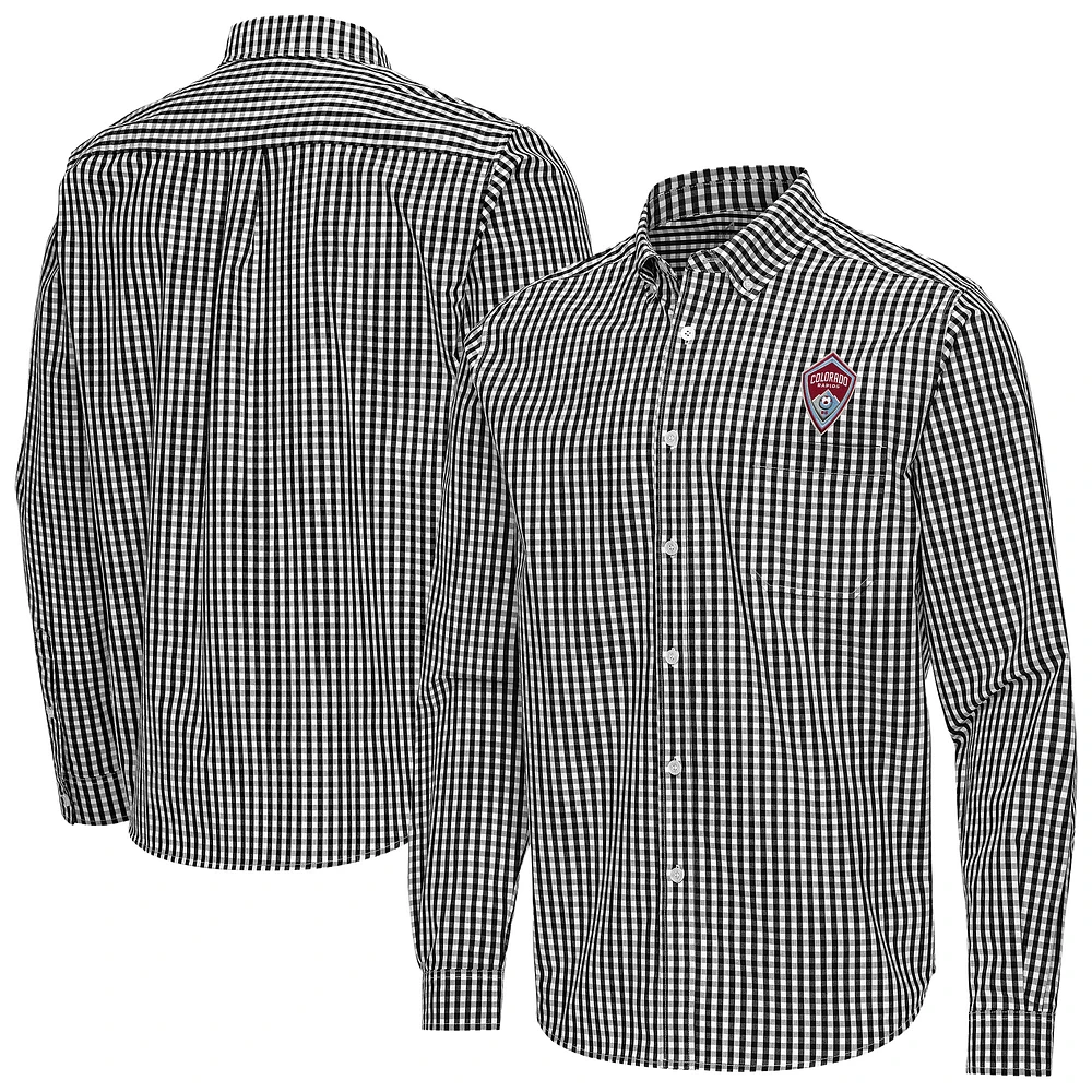 Men's Antigua Colorado Rapids Ellis Tri-Blend Long Sleeve Button-Down Shirt
