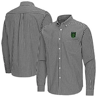 Men's Antigua Black Austin FC Ellis Tri-Blend Long Sleeve Button-Down Shirt
