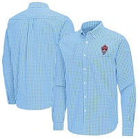Men's Antigua Sky Blue Colorado Rapids Ellis Tri-Blend Long Sleeve Button-Down Shirt