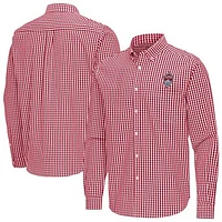 Men's Antigua Cardinal Colorado Rapids Ellis Tri-Blend Long Sleeve Button-Down Shirt