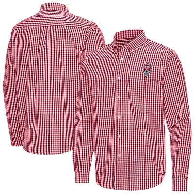 Men's Antigua Cardinal Colorado Rapids Ellis Tri-Blend Long Sleeve Button-Down Shirt