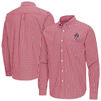 Men's Antigua Cardinal Colorado Rapids Ellis Tri-Blend Long Sleeve Button-Down Shirt