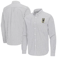 Men's Antigua Gray Columbus Crew Ellis Tri-Blend Long Sleeve Button-Down Shirt