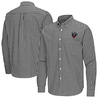 Men's Antigua Black D.C. United Ellis Tri-Blend Long Sleeve Button-Down Shirt
