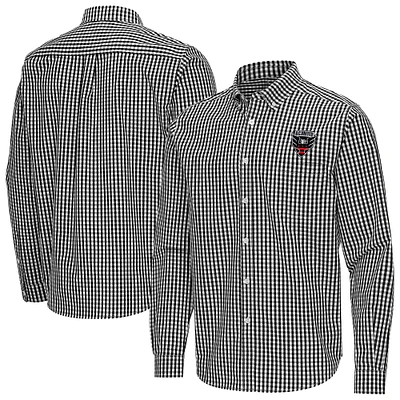 Men's Antigua Black D.C. United Ellis Tri-Blend Long Sleeve Button-Down Shirt