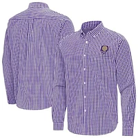 Men's Antigua Orlando City SC Ellis Tri-Blend Long Sleeve Button-Down Shirt