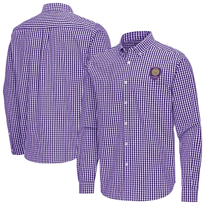 Men's Antigua Orlando City SC Ellis Tri-Blend Long Sleeve Button-Down Shirt