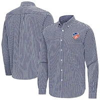 Men's Antigua Navy FC Cincinnati Ellis Tri-Blend Long Sleeve Button-Down Shirt
