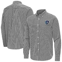 Men's Antigua Black Sporting Kansas City Ellis Tri-Blend Long Sleeve Button-Down Shirt