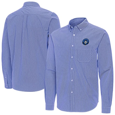 Men's Antigua CF Montreal Porter Woven Tri-Blend Long Sleeve Button-Down Shirt
