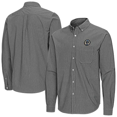 Men's Antigua Philadelphia Union Porter Woven Tri-Blend Long Sleeve Button-Down Shirt