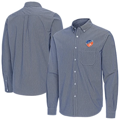 Men's Antigua Navy FC Cincinnati Porter Woven Tri-Blend Long Sleeve Button-Down Shirt
