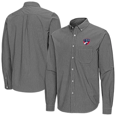 Men's Antigua FC Dallas Porter Woven Tri-Blend Long Sleeve Button-Down Shirt