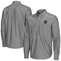 Men's Antigua Houston Dynamo FC Porter Woven Tri-Blend Long Sleeve Button-Down Shirt