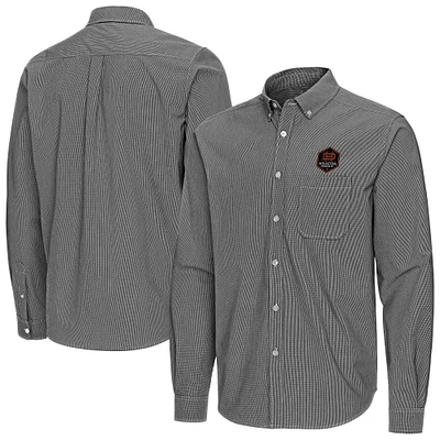 Men's Antigua Houston Dynamo FC Porter Woven Tri-Blend Long Sleeve Button-Down Shirt