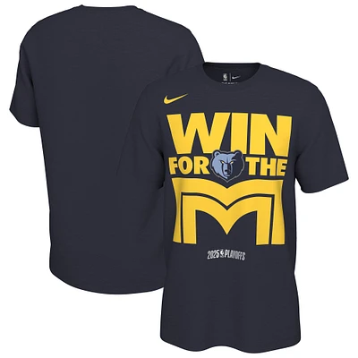 Unisex Nike College Navy Memphis Grizzlies 2025 NBA Playoffs On-Court Mantra T-Shirt