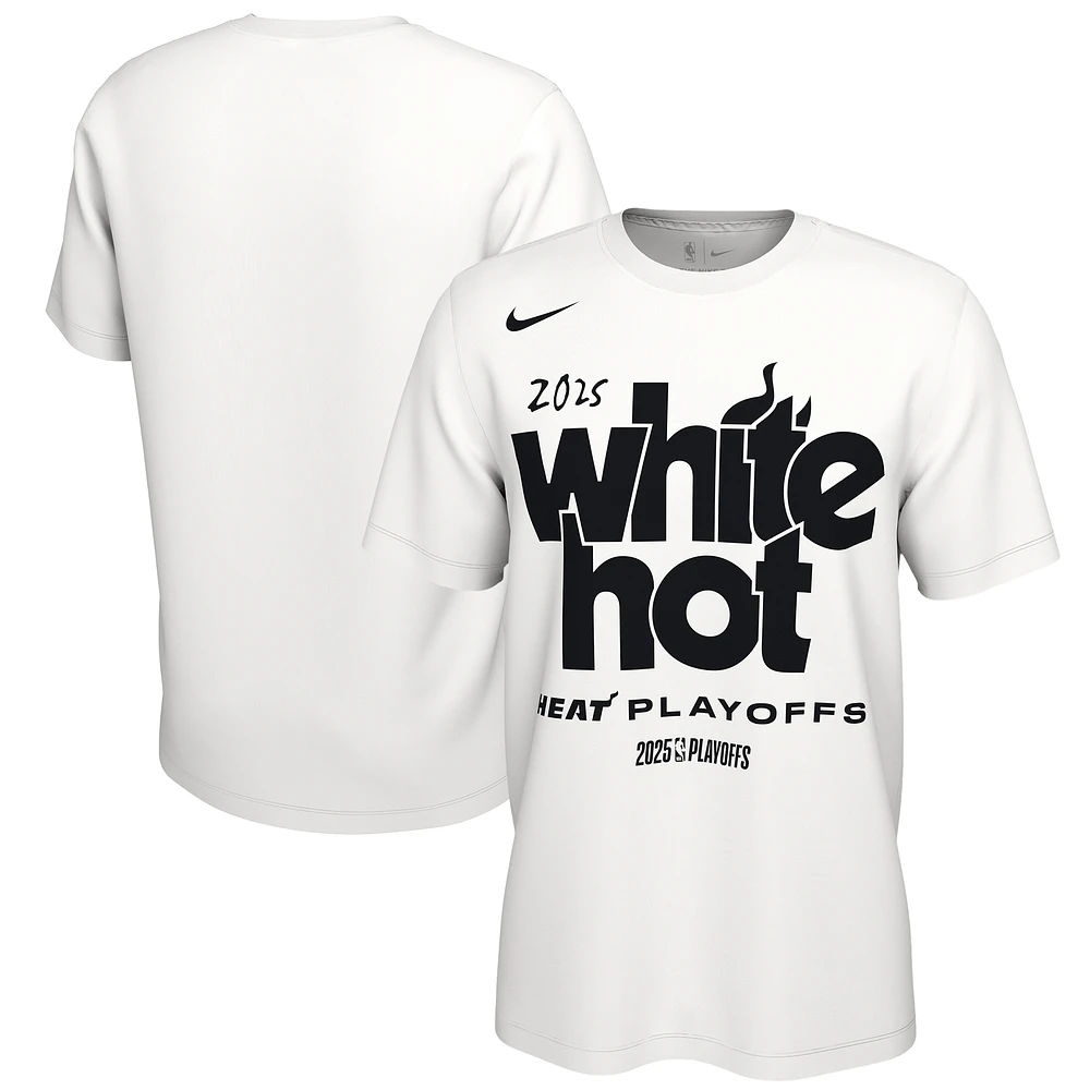 Unisex Nike White Miami Heat 2025 NBA Playoffs On-Court Mantra T-Shirt