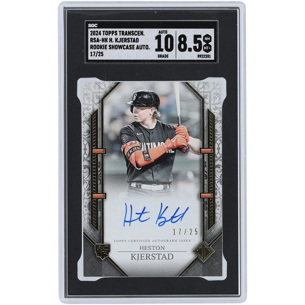 Heston Kjerstad Baltimore Orioles Autographed 2024 Topps Transcendent Rookie Showcase Autograph #RSA-HK #17/25 SGC Authenticated 8.5/10 Rookie Card