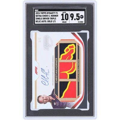 Christian Horner F1 Autographed 2024 Topps Dynasty Gold Single Driver Triple Team Logo 3 Color Relic Autograph #SDTRA-CHOIII #1/1 SGC Authenticated 9.5/10 Card