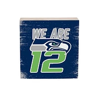 Seattle Seahawks 6" Square Fan Chant Wood Block Shelf Sign