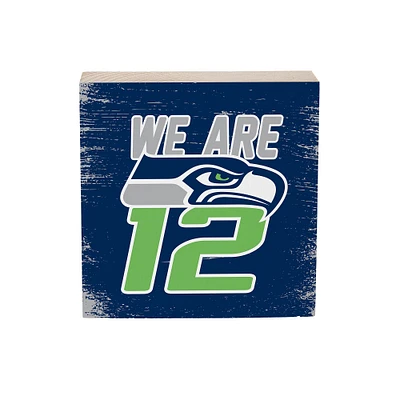 Seattle Seahawks 6" Square Fan Chant Wood Block Shelf Sign