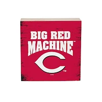 Cincinnati Reds 6" Square Fan Chant Wood Block Shelf Sign