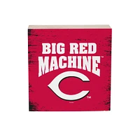 Cincinnati Reds 6" Square Fan Chant Wood Block Shelf Sign