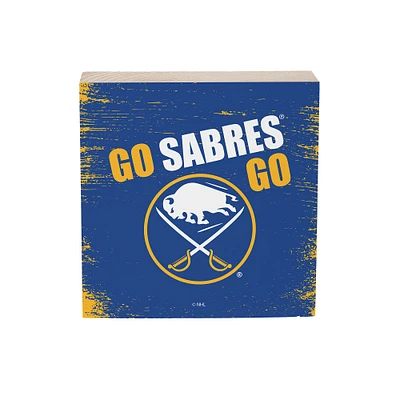 Buffalo Sabres 6" Square Fan Chant Wood Block Shelf Sign