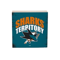 San Jose Sharks 6" Square Fan Chant Wood Block Shelf Sign