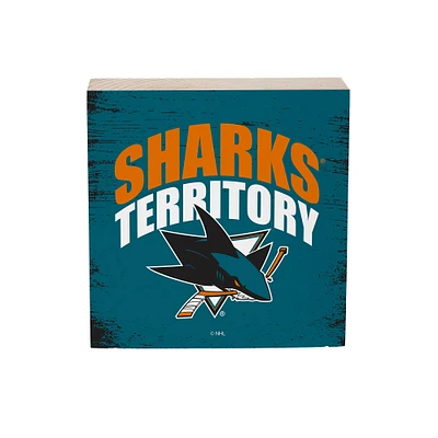 San Jose Sharks 6" Square Fan Chant Wood Block Shelf Sign