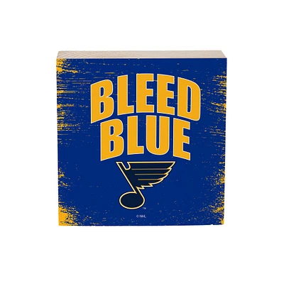 St. Louis Blues 6" Square Fan Chant Wood Block Shelf Sign