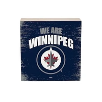 Winnipeg Jets 6" Square Fan Chant Wood Block Shelf Sign