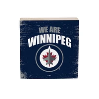 Winnipeg Jets 6" Square Fan Chant Wood Block Shelf Sign