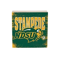 NDSU Bison 6" Square Fan Chant Wood Block Shelf Sign