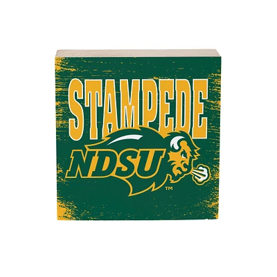 NDSU Bison 6" Square Fan Chant Wood Block Shelf Sign