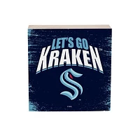 Seattle Kraken 6" Square Fan Chant Wood Block Shelf Sign