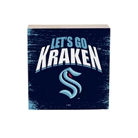 Seattle Kraken 6" Square Fan Chant Wood Block Shelf Sign
