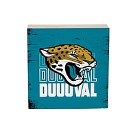 Jacksonville Jaguars 6" Square Fan Chant Wood Block Shelf Sign