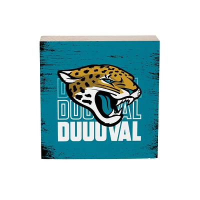 Jacksonville Jaguars 6" Square Fan Chant Wood Block Shelf Sign
