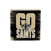 New Orleans Saints 6" Square Fan Chant Wood Block Shelf Sign