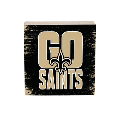 New Orleans Saints 6" Square Fan Chant Wood Block Shelf Sign