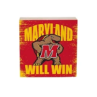 Maryland Terrapins 6" Square Fan Chant Wood Block Shelf Sign