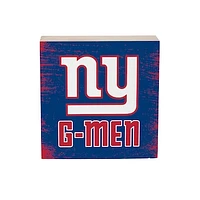 New York Giants 6" Square Fan Chant Wood Block Shelf Sign